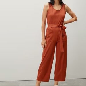 Everlane Rust Sleeveless Belted Wide-Leg Jumpsuit